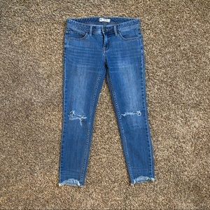 Free People Denim Crop Jeans with Knee Distressing